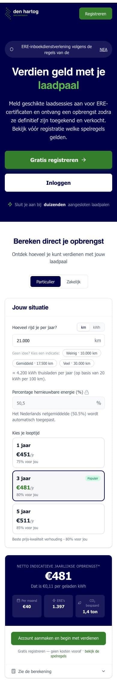 De ERE-app op telefoon