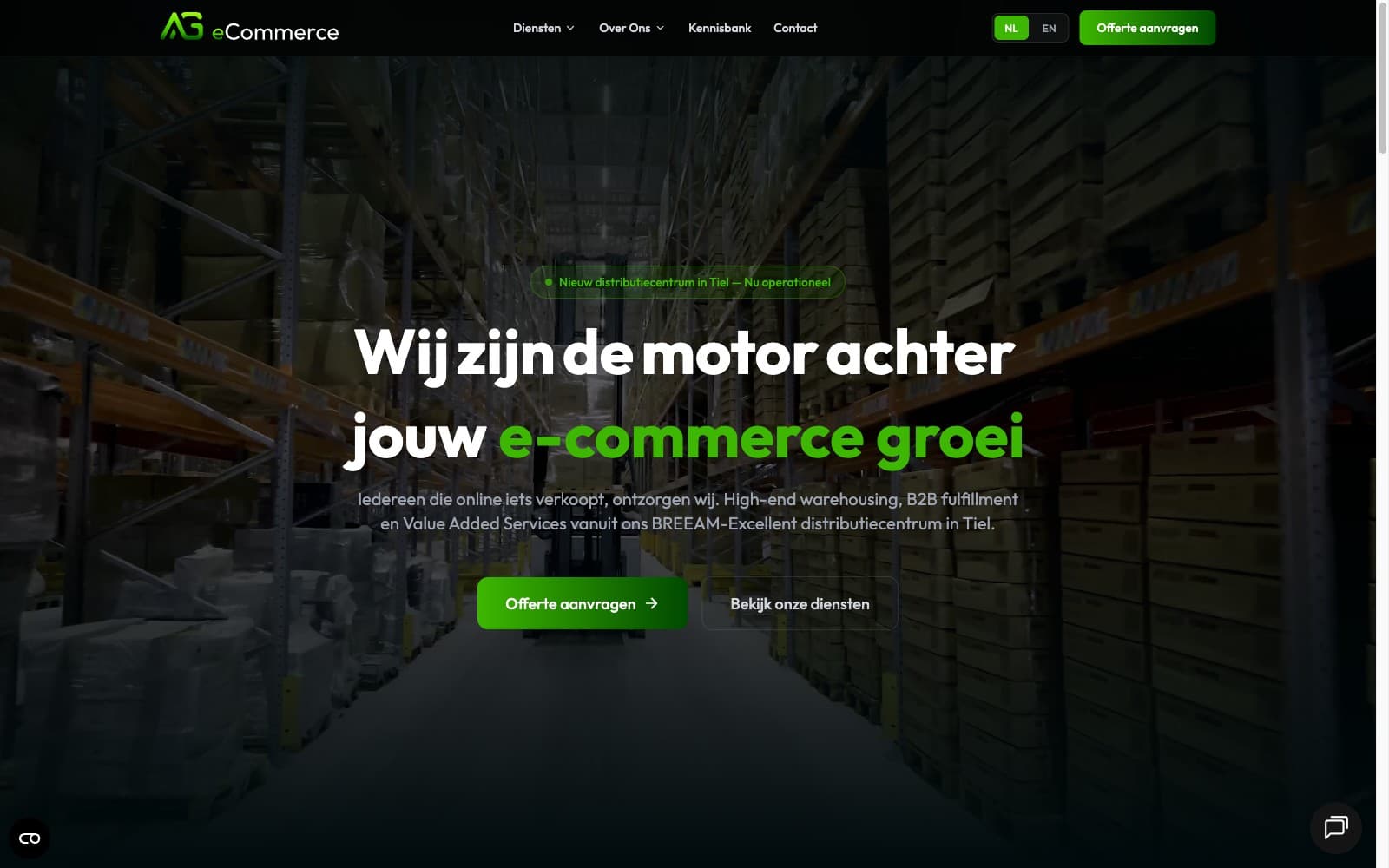 AG e-Commerce: High-end website voor een fulfilmentspecialist met een gloednieuw distributiecentrum van 38.000 m².