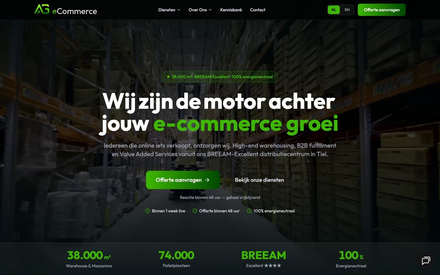 AG e-Commerce: High-end website voor een fulfilmentspecialist met een gloednieuw distributiecentrum van 38.000 m².