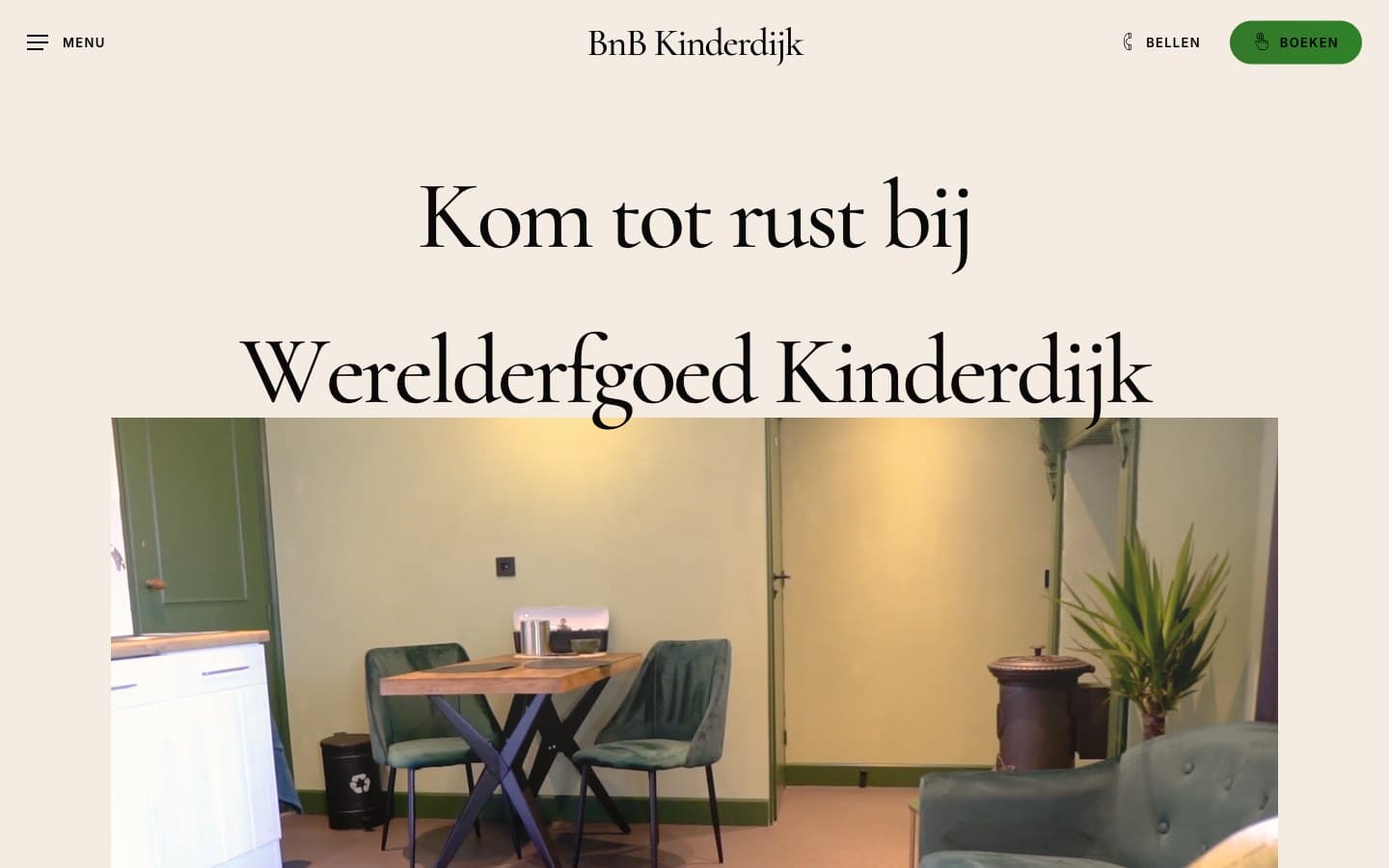 BnB Kinderdijk: Charmante website voor een Bed & Breakfast bij de iconische molens van Kinderdijk.