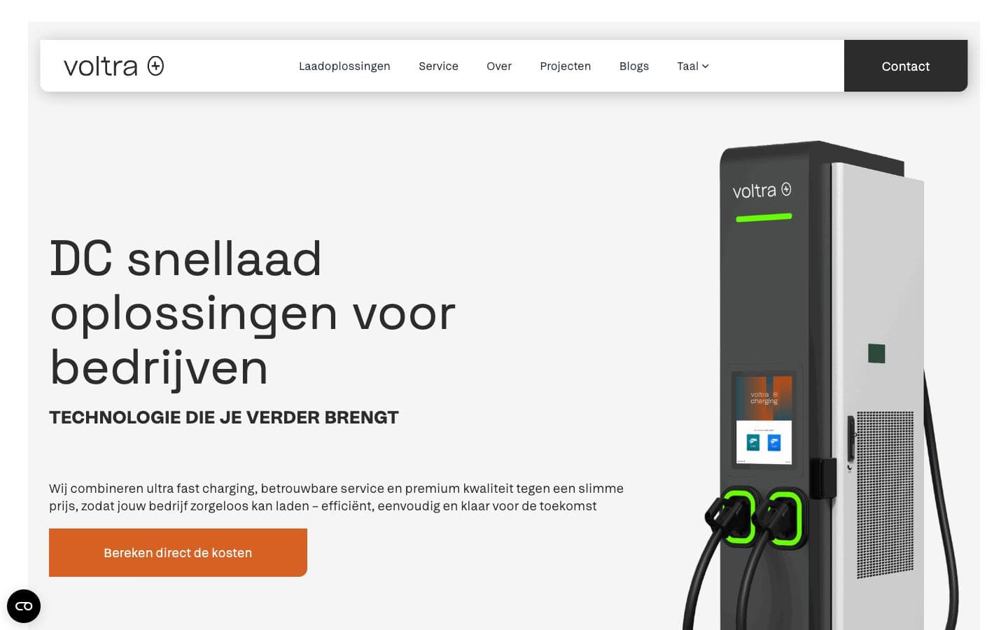 Website van Voltra Charging
